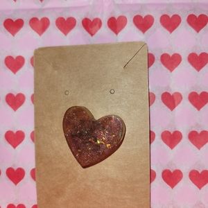 Brown glittery valentines heart magnet